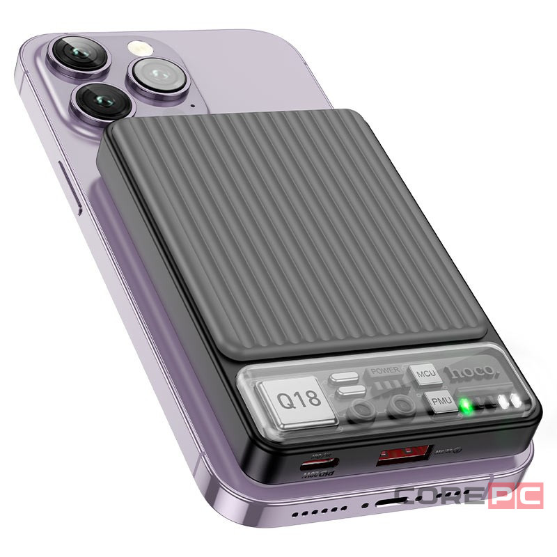 Беспроводное заряд. устр. + Powerbank Hoco Q18 1USB/1C 18W/20W 10000mAh черное