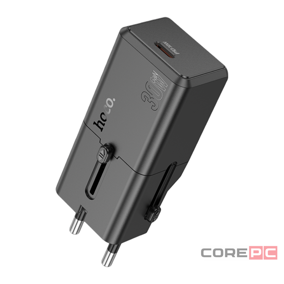 Универсальное зар. устр Hoco AC25 Type-C EU/US/AUS/UK черное