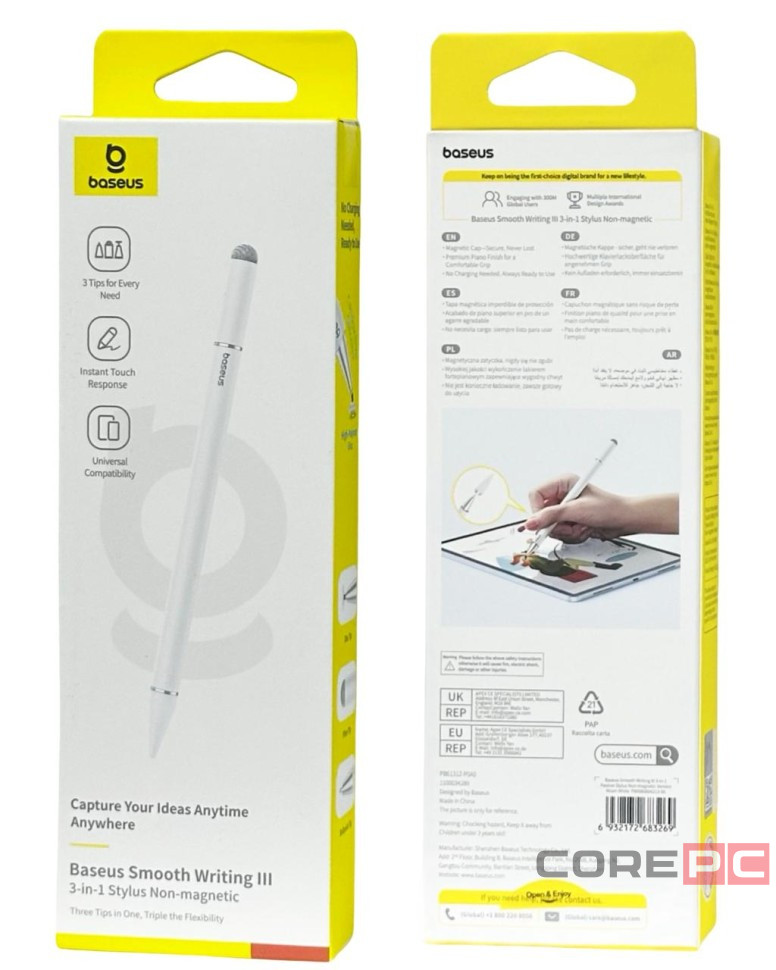 Стилус ручка Baseus Smooth Writing 3 3в1 P80080804213-00 белая