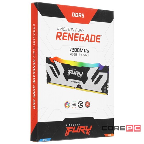 Оперативная память 48 Gb 7200 MHz Kingston FURY Renegade RGB XMP Silver/Black (KF572C38RSAK2-48)