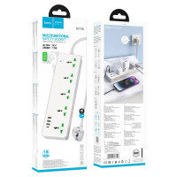 Сетевой фильтр Hoco AC13A 5розеток/3USB/1C 1,5м белый