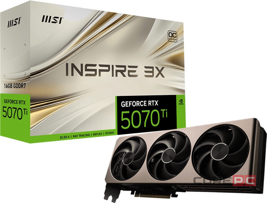 Видеокарта MSI (G507T-16I3C) GeForce RTX 5070 Ti 16G INSPIRE 3X OC