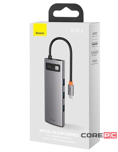 USB-C хаб Baseus Metal Gleam 11в1 3USB/2HDMI/USB-C/MicroSD/TF/RJ45/VGA/AUX (CAHUB-CT0G) серый