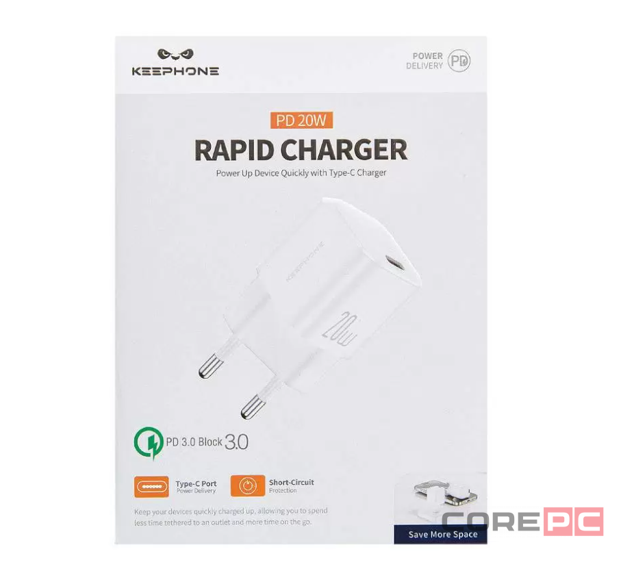 Сетевое зар. устр. Keephone CH-23062 1C 20W белое