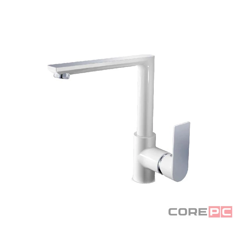 Смеситель для кухни Haiba HB70505-8, рычажное управление, цвет хром/белый