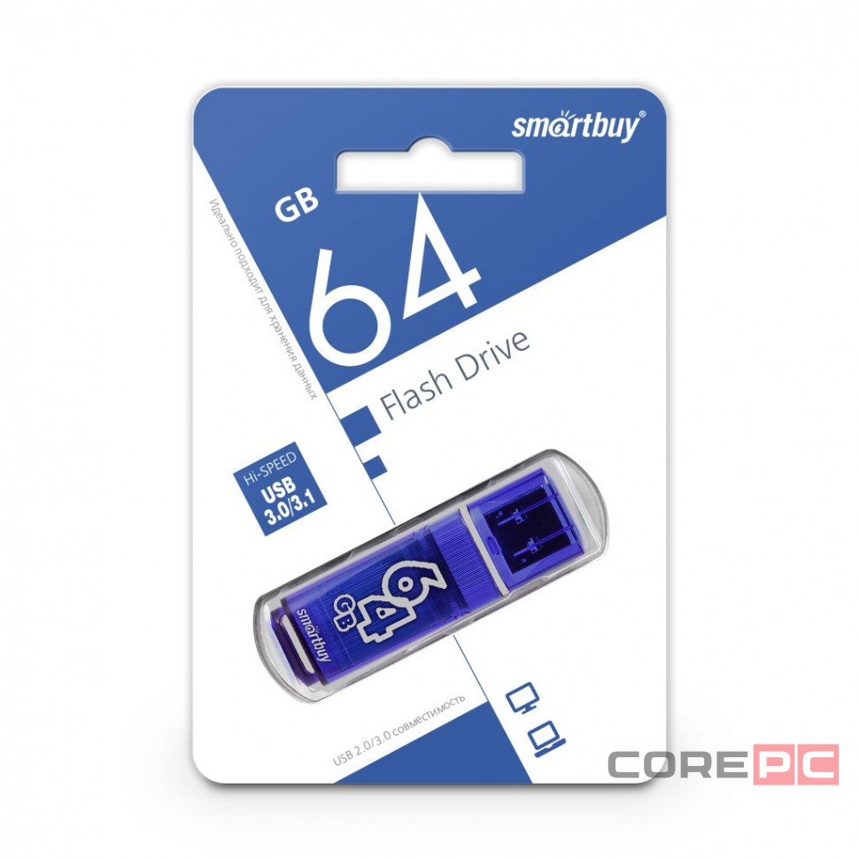 3.0 USB флеш накопитель Smartbuy 64GB Glossy Dark Blue (SB64GBGS-DB)
