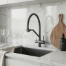 Смеситель для кухни MIXLINE МЛНС-0404/MLSS-0404 серый, рычажное управление, цвет сатин/серый