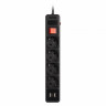 Сетевой фильтр c USB+Type C, 16А, 4 гнезда, c з/ш, с з/к, ПВС, 1.8 м, черный (SBSP-18C-K)