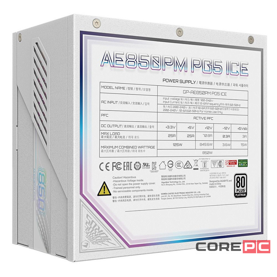 Блок питания Gigabyte 850W (GP-AE850PM PG5 ICE) 16 Pin (PCIe 5.0 Connector Cable Details)