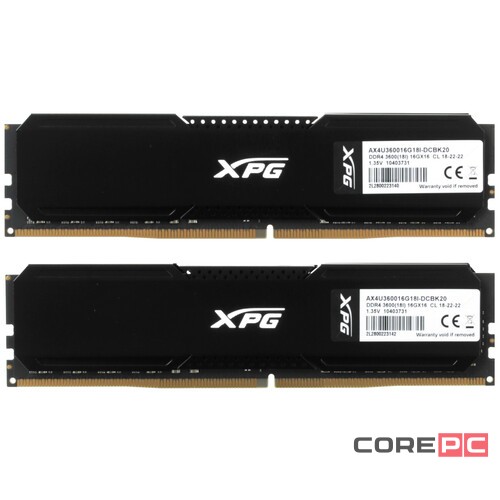 Оперативная память 32 Gb 3600 MHz ADATA XPG GAMMIX D20 Black (AX4U360016G18I-DCBK20)
