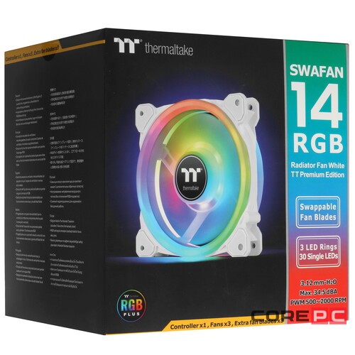 Комплект вентиляторов для корпуса Thermaltake SWAFAN 14 TT Premium Edition RGB White CL-F146-PL14SW-A PWM