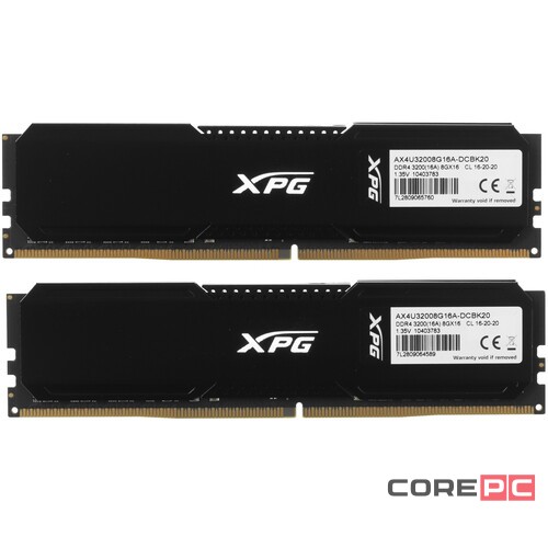 Оперативная память 16 Gb 3200 MHz ADATA XPG GAMMIX D20 Black (AX4U32008G16A-DCBK20)