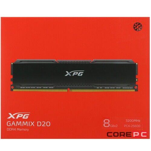 Оперативная память 16 Gb 3200 MHz ADATA XPG GAMMIX D20 Black (AX4U32008G16A-DCBK20)