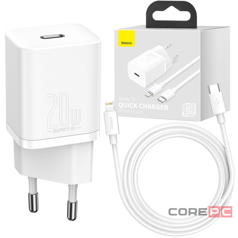 Сетевое зар. устр. Baseus Super Si 1C кабель Lightning 20W TZCCSUP-B02 белое
