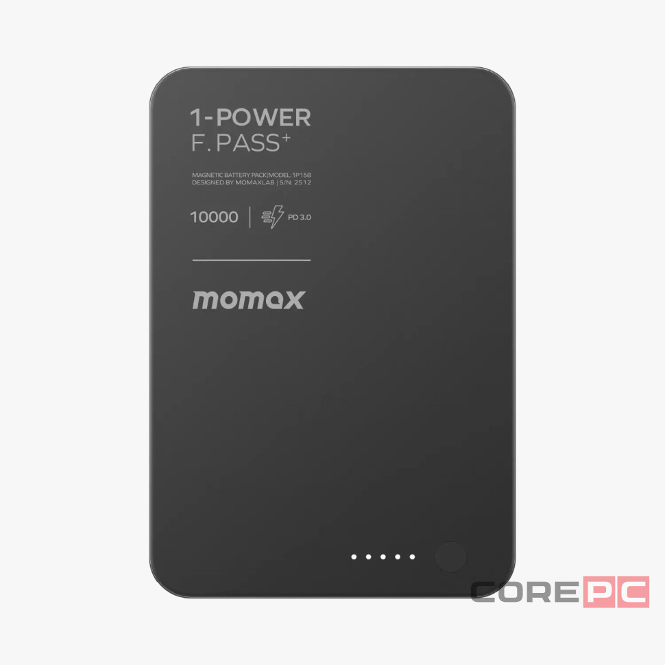 Powerbank магнитный с MagSafe Momax 1-Power F.Pass+ 10000mAh IP158D черный