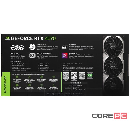 Видеокарта MSI (RTX 4070 VENTUS 3X E1 12G OC) GeForce RTX 4070 12GB VENTUS 3X E1 OC