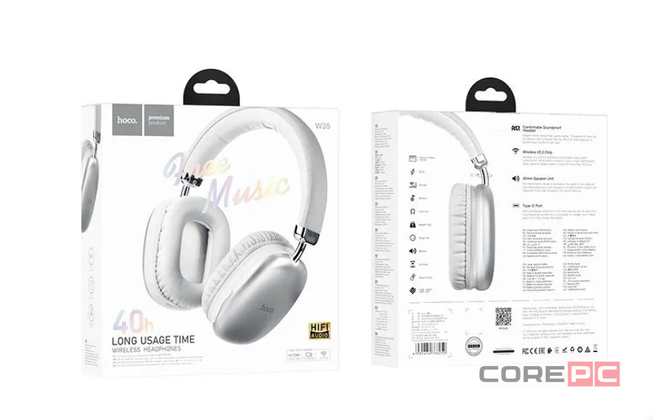 Стереонаушники Bluetooth полноразмерные Hoco W35 Free Music V5.3/40ч белый