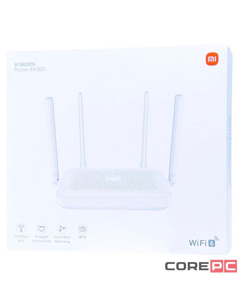 Wi-Fi роутер Xiaomi Mi Router AX1500 1500Mbps/Wi-Fi6 (DVB4412GL) EU белый