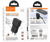 Универсальное зар. устр Hoco AC24 Type-C/USB-A EU/US/AUS/UK черное