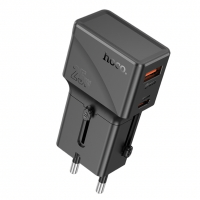 Универсальное зар. устр Hoco AC24 Type-C/USB-A EU/US/AUS/UK черное