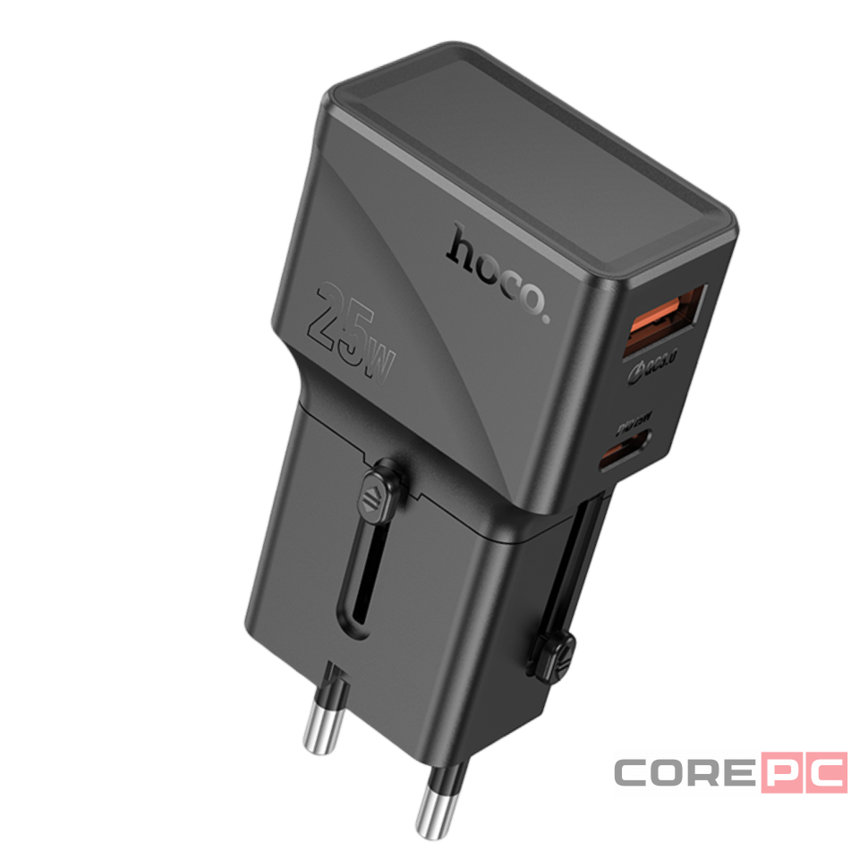 Универсальное зар. устр Hoco AC24 Type-C/USB-A EU/US/AUS/UK черное