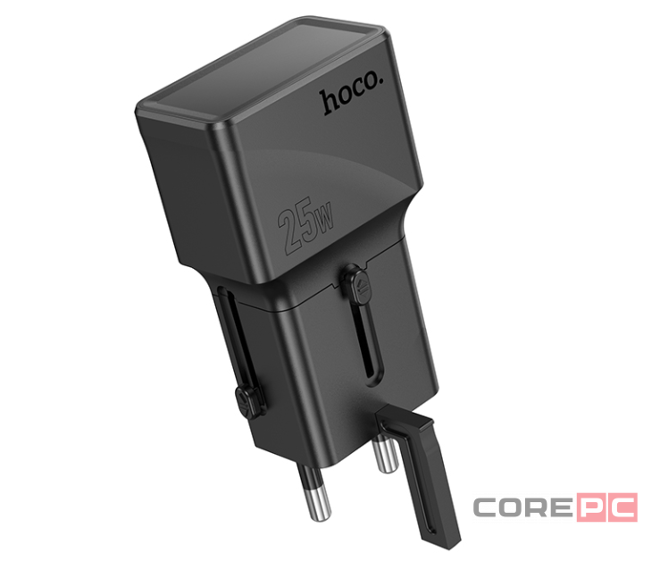 Универсальное зар. устр Hoco AC24 Type-C/USB-A EU/US/AUS/UK черное