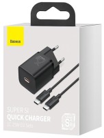 Сетевое зар. устр. Baseus Super Si Quick Charger 1C 25W 1м EU TZCCSUP-L01 черное