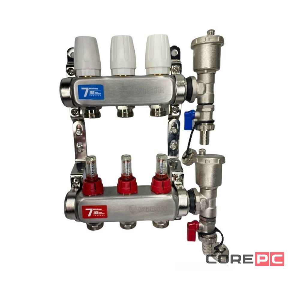 Группа коллект. VIEIR 1х3х3/4quot; с расходомер, дренаж. кр, воздухоотвод., нерж. сталь VR113-03A