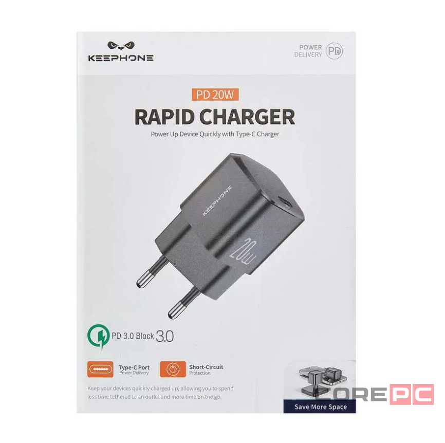 Сетевое зар. устр. Keephone CH-23062 1C 20W черное