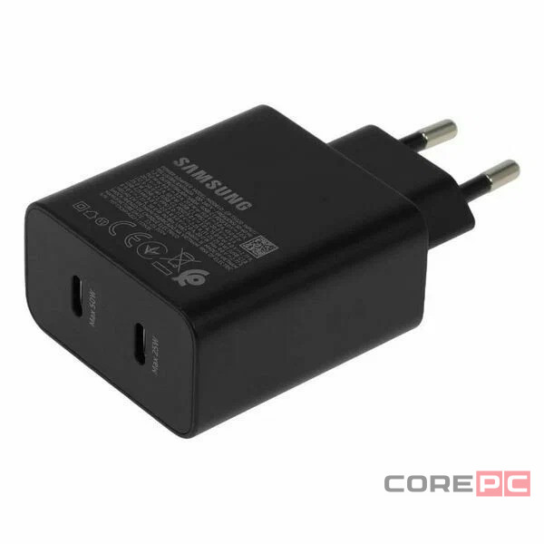 Сетевое зар. устр. для Samsung 50W 2C с кабелем T-C - T-C в упаковке черное (High copy)