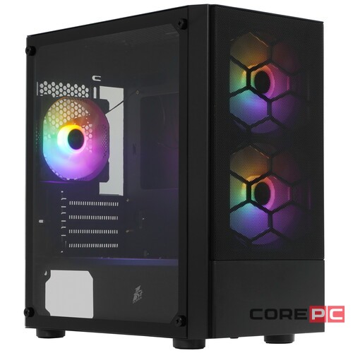 Компьютерный корпус 1STPLAYER FIREBASE X4-M TG LED Black (X4-M-BK-2F1P-1F1)