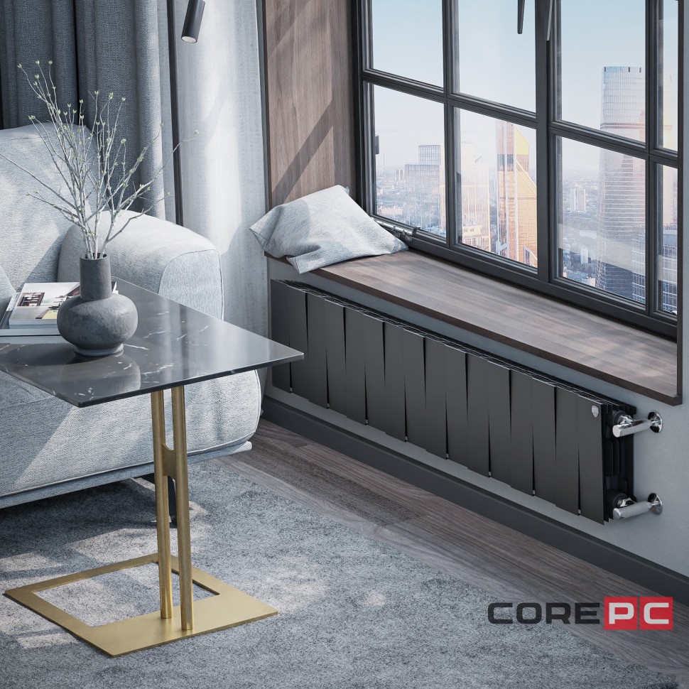 Радиатор биметаллический Royal Thermo PianoForte 200 Чёрный - 16 секц.