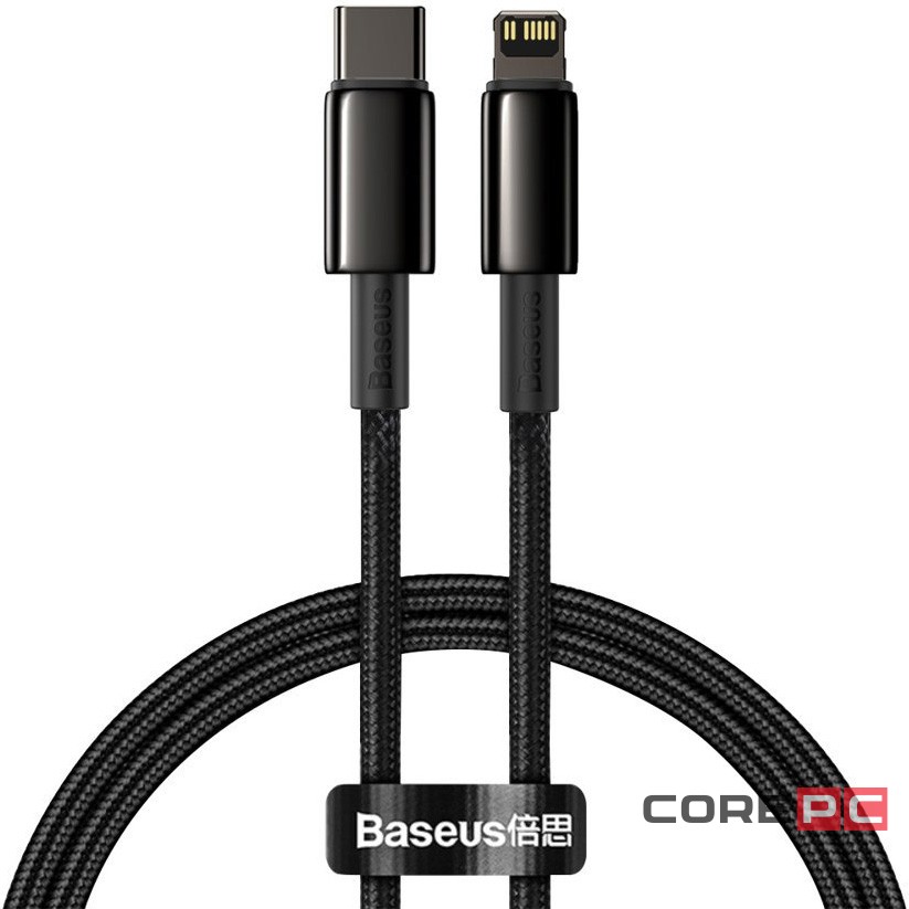 Кабель Baseus Tungsten Gold (Type-C) на (Lightning) 20W 200см нейлоновая оплётка (CATLWJ-A01) (черный)