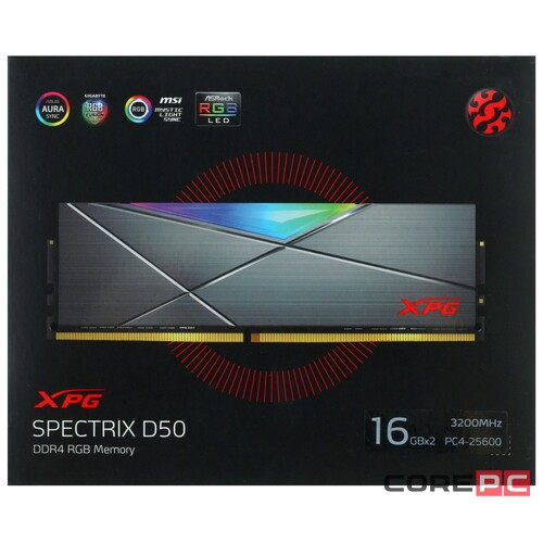 Оперативная память 32 Gb 3200 MHz ADATA XPG SPECTRIX D50 Grey RGB (AX4U320016G16A-DT50)