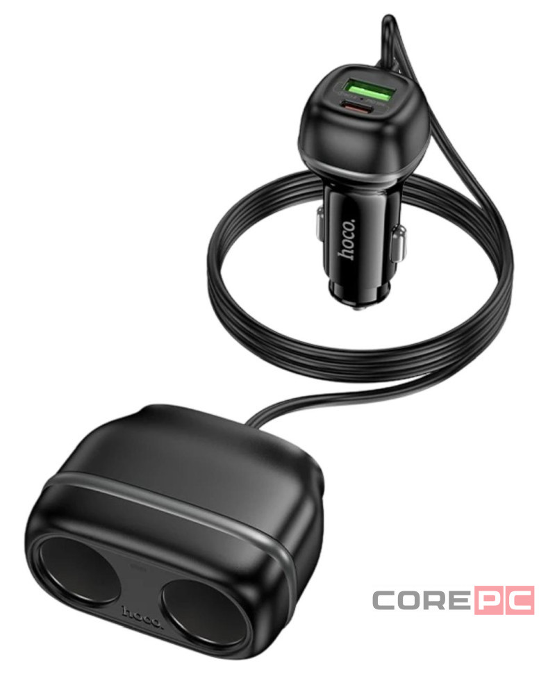 Автомобильное заряд. устр. Hoco Z59 240w 1USB/1T-C/2-12V чёрный