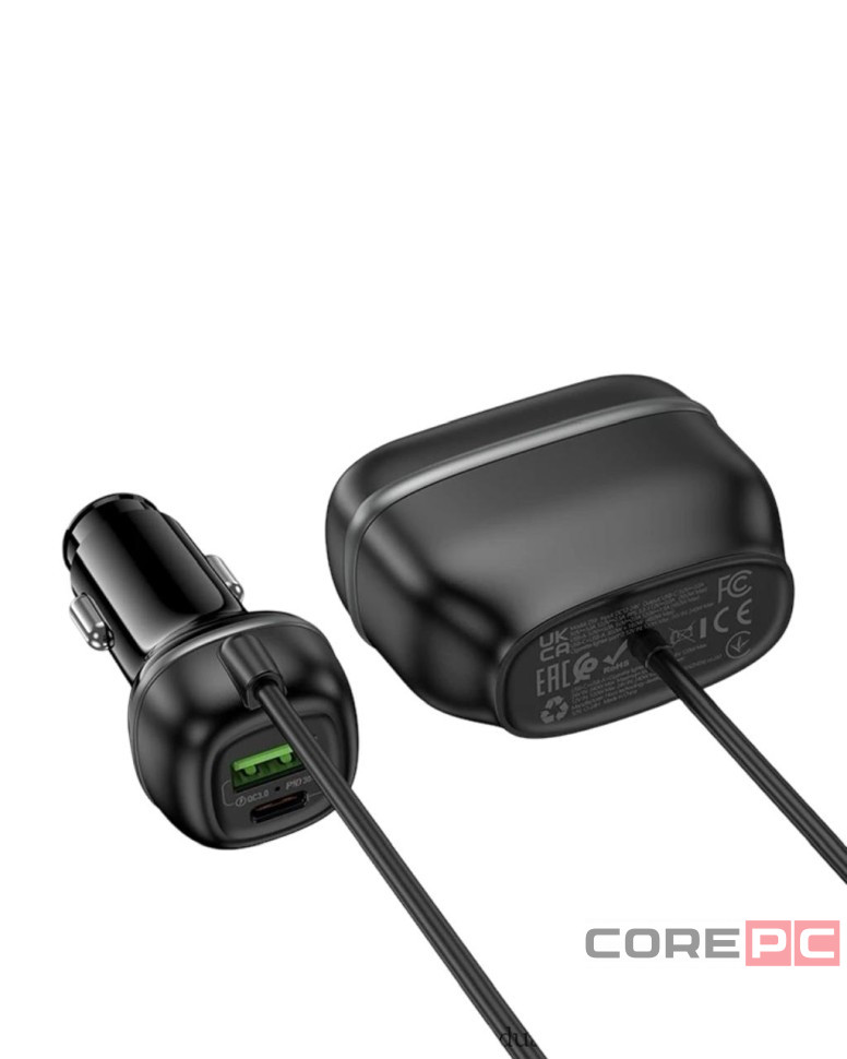 Автомобильное заряд. устр. Hoco Z59 240w 1USB/1T-C/2-12V чёрный