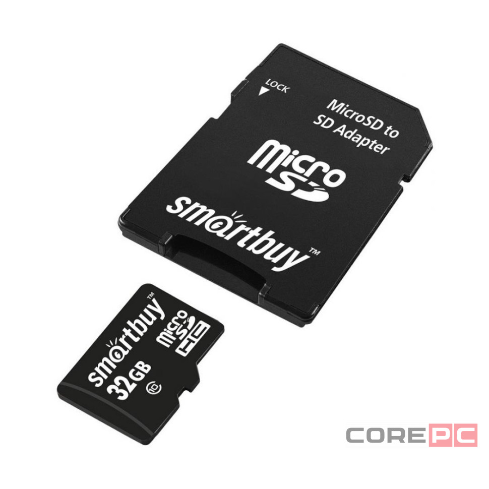 micro SDHC карта памяти Smartbuy 32GB Class 10 (с адаптером SD)