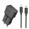 Универсальное зар. устр Hoco AC24 Type-C/USB-A EU/US/AUS/UK с кабелем Type-C на Type-C черное