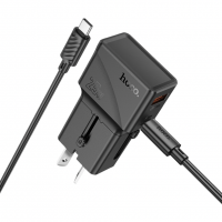 Универсальное зар. устр Hoco AC24 Type-C/USB-A EU/US/AUS/UK с кабелем Type-C на Type-C черное