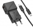Универсальное зар. устр Hoco AC24 Type-C/USB-A EU/US/AUS/UK с кабелем Type-C на Type-C черное