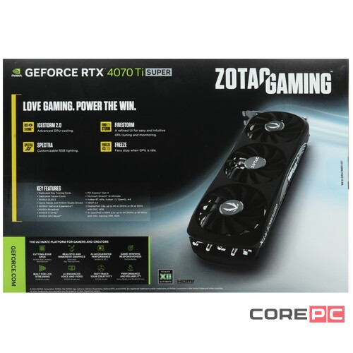Видеокарта ZOTAC (ZT-D40730D-10P) GeForce RTX 4070 Ti SUPER 16GB TRINITY BLACK ED
