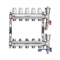 Группа коллект. VIEIR 1quot;х5х3/4quot; без/расходомер, с дренаж. кр, воздухоотвод., нерж.сталь VR115-05A