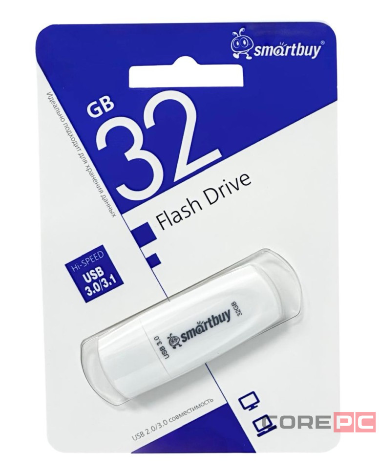 3.0/3.1 USB флеш накопитель Smartbuy 032GB Scout White (SB032GB3SCW)