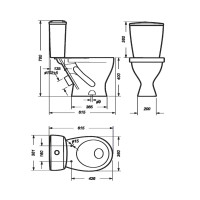 Унитаз компакт Sanita WC.CC/Rondo/2-P/WHT.G/S1 с сиденьем, цвет белый
