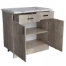 Стол разделочный 80 дуб крафт серый (2 ящика), столешница гранит белый