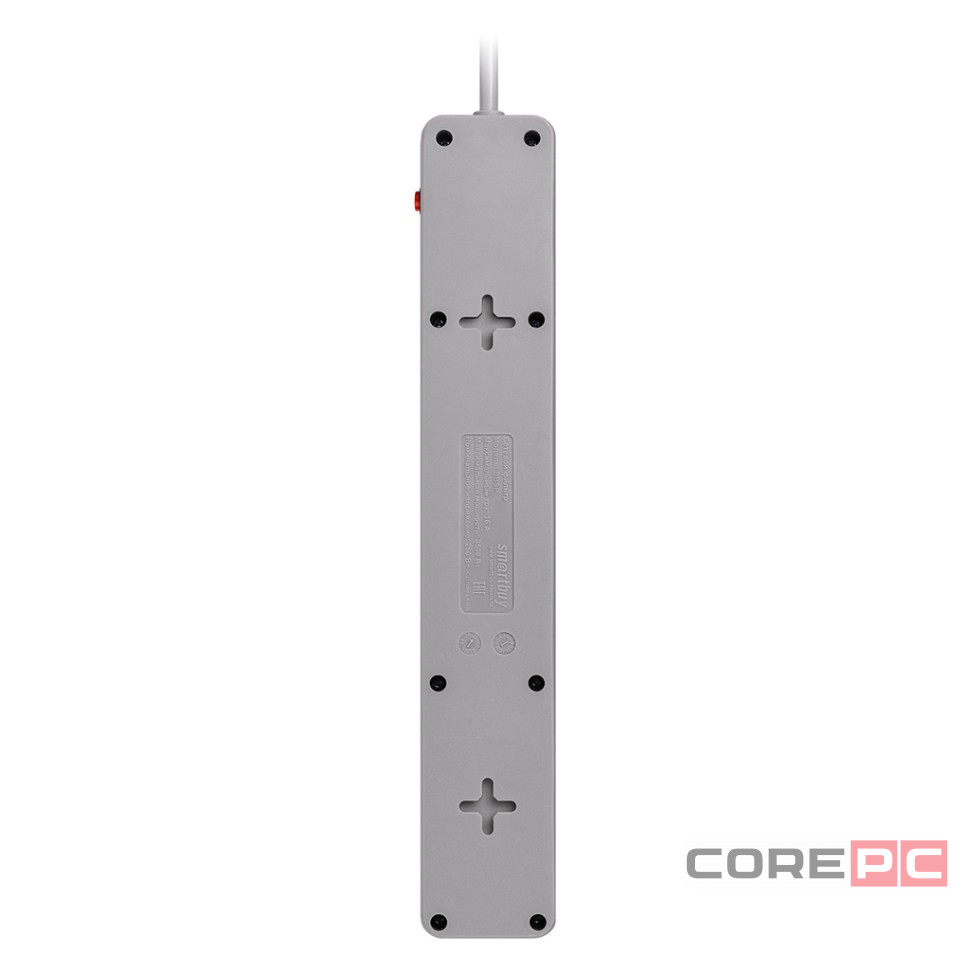 Сетевой фильтр c USB+Type C, 16А, 4 гнезда, c з/ш, с з/к, ПВС, 3 м, серый (SBSP-30C-G)