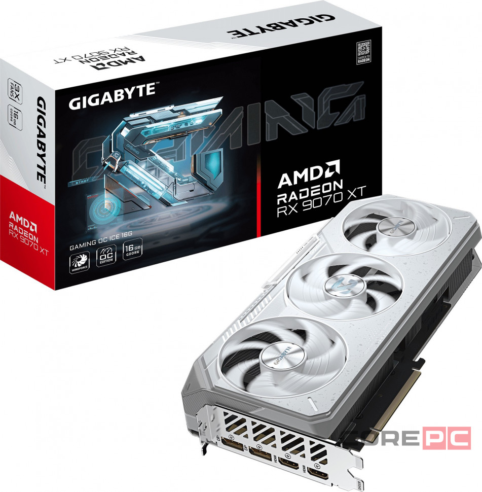 Видеокарта Gigabyte (GV-R907XGAMINGOCICE-16GD) Radeon RX 9070 XT 16GB GAMING OC ICE