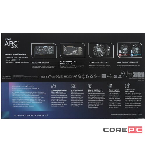 Видеокарта ASRock (A750 CL SE 8GO) Intel Arc A750 8GB Challenger SE OC