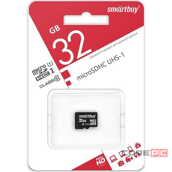 micro SDHC карта памяти Smartbuy 32GB Class 10 UHS-I (без адаптера)