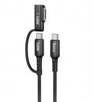 Usb Кабель-зарядка Hoco U142 2в1 Type-C на Type-C/MAG3 140W/240W 1.8м черный